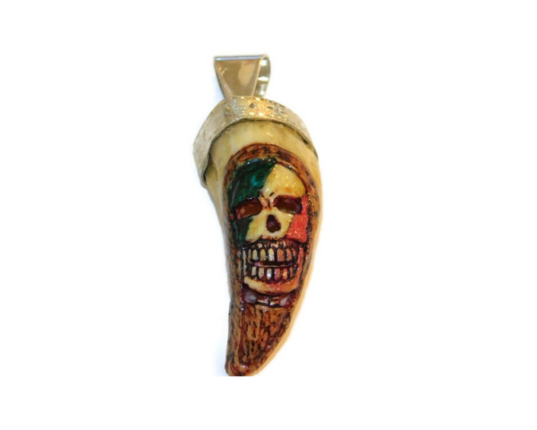 .925 HOLY DEATH (SANTA MUERTE) WILD PIG TOOTH (COLMILLO DE PUERCO SALVAJE) PENDANT