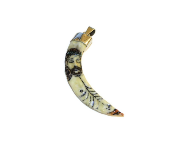 .925 STERLING SILVER JESUS CHRIST JAVELINA TEETH (COLMILLO DE JABALI) PENDANT