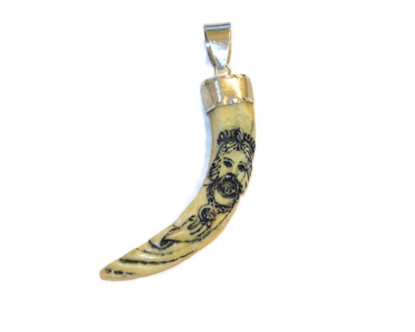 .925 STERLING SILVER ST. JUDE THADDEUS (SAN JUDAS TADEO) JABELI TOOTH (COLMILLO DE JABALINA) PENDANT