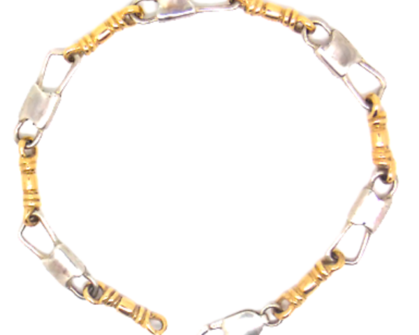 STERLING SILVER AND 10K YELLOW GOLD FISHERS OF MEN (ACTS) REGULAR LINK BRACELET