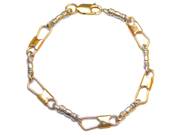 10K GOLD AND SILVER .925 FISHERS OF MEN (ACTS) REGULAR LINK BRACELET