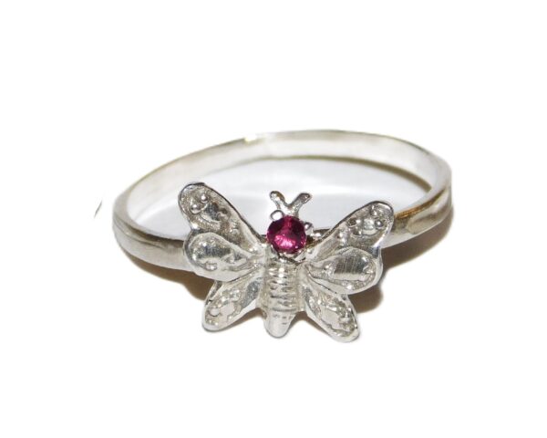 .925 STERLING SILVER LADIES BUTTERFLY RING WITH CZ