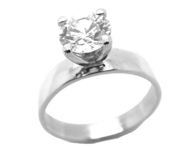 SOLITAIRE RING WITH CLEAR STONE .925 STERLING SILVER