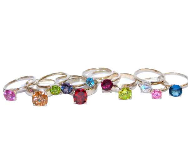 .925 Sterling Silver Solitaire Ring With Birthstone option
