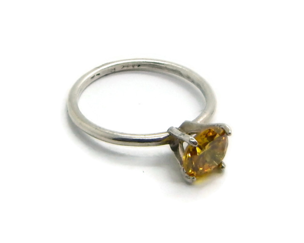 SOLITAIRE RING WITH YELLOW STONE .925 STERLING SILVER