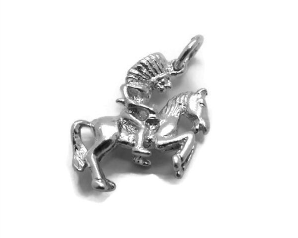 Riding Apache Charm Pendant .925 Sterling Silver.