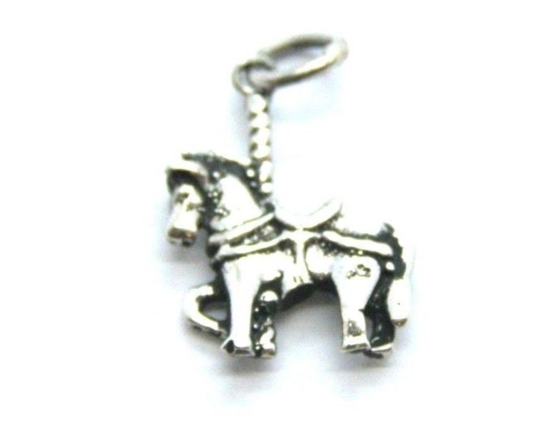 CAROUSEL HORSE PENDANT CHARM .925 STERLING SILVER
