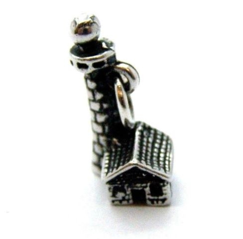 ANTIQUE LIGHTHOUSE PENDANT CHARM .925 STERLING SILVER