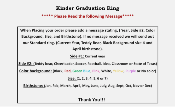 .925 STERLING SILVER KINDER GRADUATION RING. - Image 2