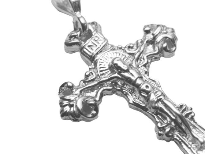 JESUS CHRIST CROSS PENDANT .925 STERLING SILVER - Image 2