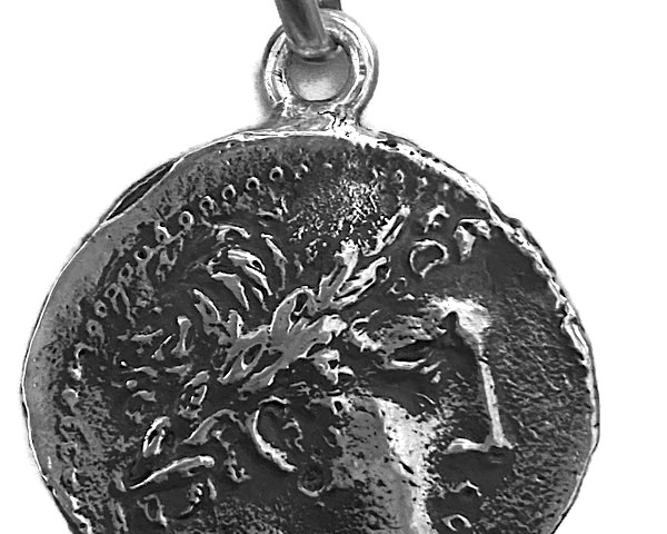 EMPEROR JULIUS CAESAR MEDIUM COIN PENDANT .925 STERLING SILVER.