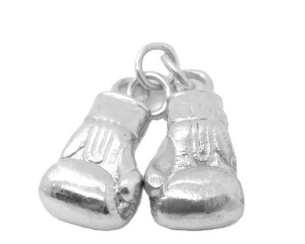 Boxing Gloves Charm Pendant . 925 Sterling Silver