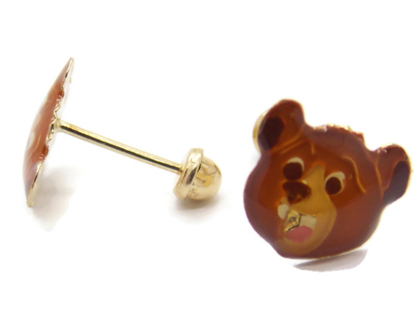 14K YELLOW GOLD THE LITTLE BEAR EARRINGS