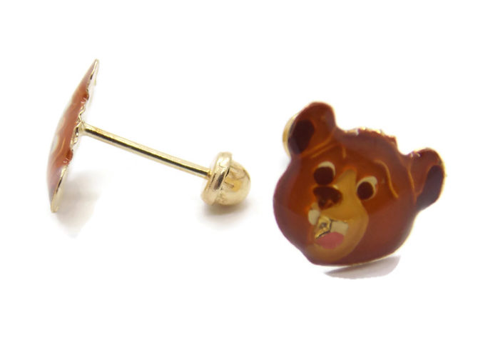 14K YELLOW GOLD THE LITTLE BEAR EARRINGS