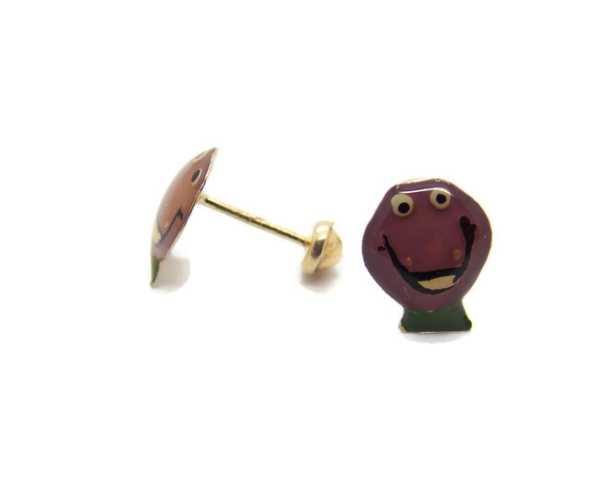 14K YELLOW GOLD BARNEY EARRINGS