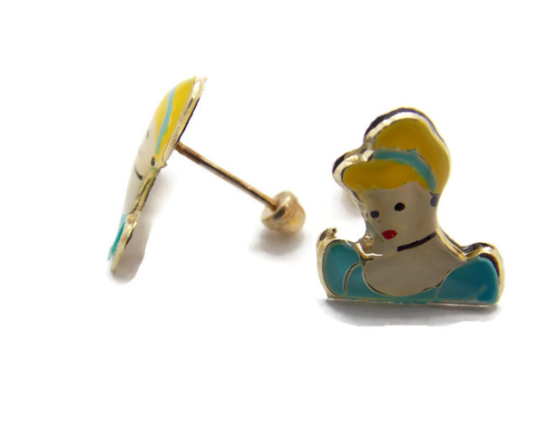 DISNEY PRINCESS CINDERELLA 14KT YELLOW GOLD EARRINGS