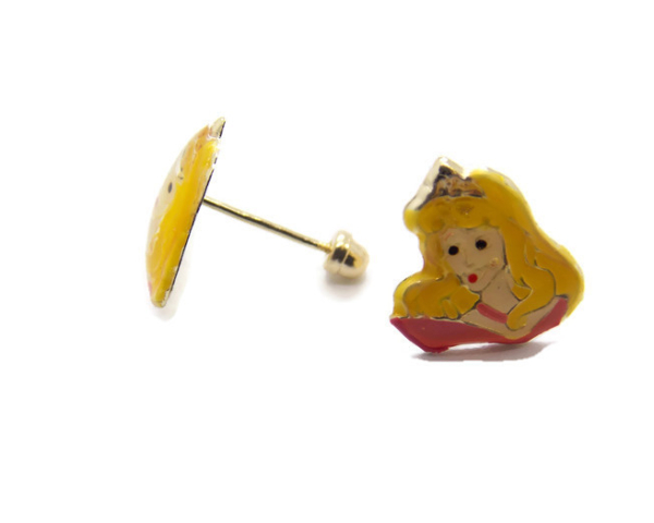 14K YELLOW GOLD SLEEPING BEAUTY (AURORA) EARRINGS