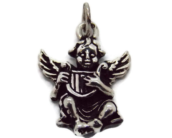 Singing Angel Pendant Charm .925 Sterling Silver!!