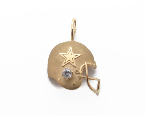 1989 Dallas Cowboys 14k Gold Necklace Pendant Football Helmet With Diamond!!