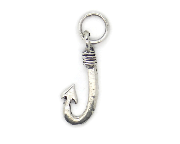 Fishing Hook Pendant Charm .925 Sterling Silver!!