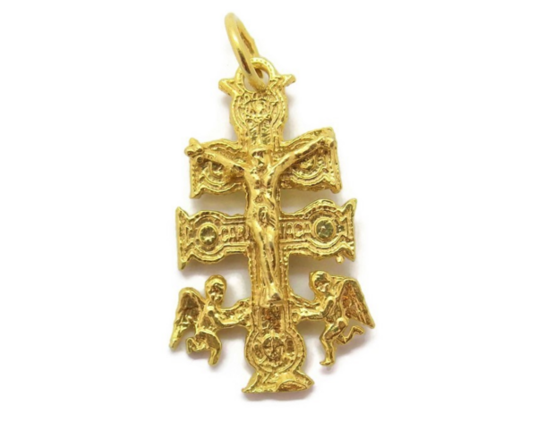 Caravaca Cross Charm Pendant 14k Yellow Gold!!