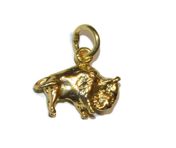 Buffalo Charm Pendant 14k Yellow Gold