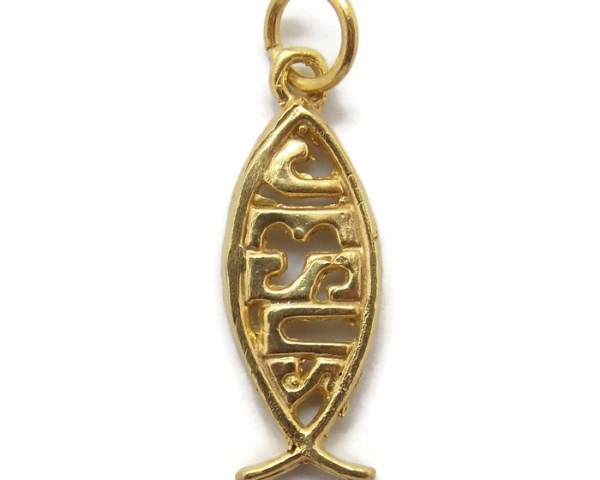 JESUS CHRISTIAN FISH PENDANT CHARM. 14K YELLOW GOLD!!