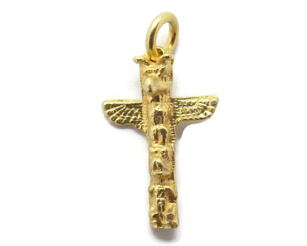 TOTEM POLE PENDANT CHARM 14K YELLOW GOLD