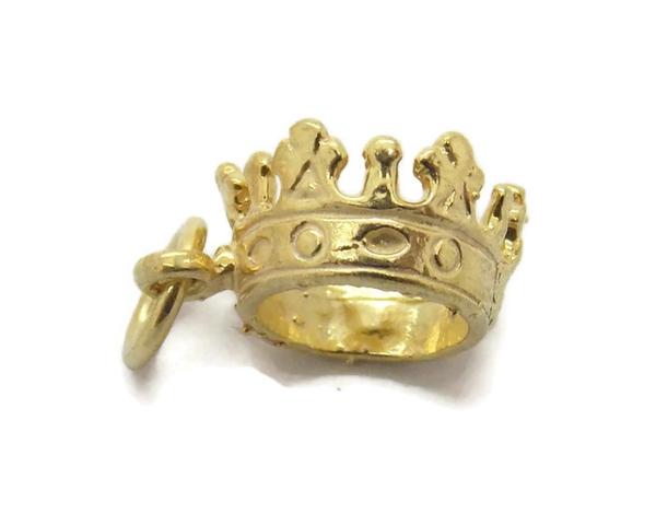 King's Crown Pendant Charm. 14k Yellow Gold!!