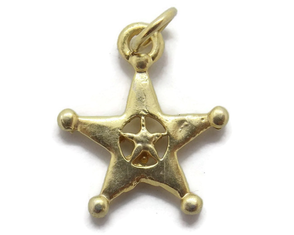 Sheriff Star Charm Pendant Yellow Gold