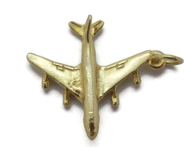 14K YELLOW GOLD AIRPLANE CHARM PENDANT