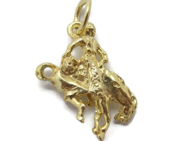 14k Yellow Gold Cowgirl Charm Pendant