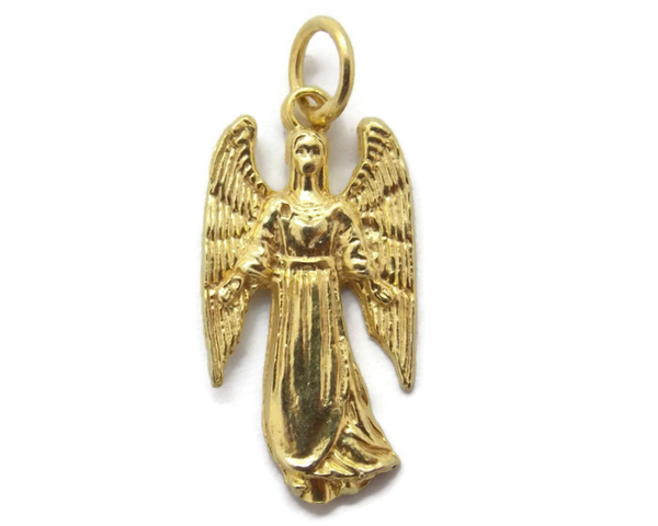 Archangel Chamuel (Arcangel Samuel) 14k Yellow Gold Pendant Charm