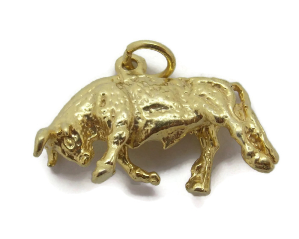 Bull Charm Pendant Yellow Gold