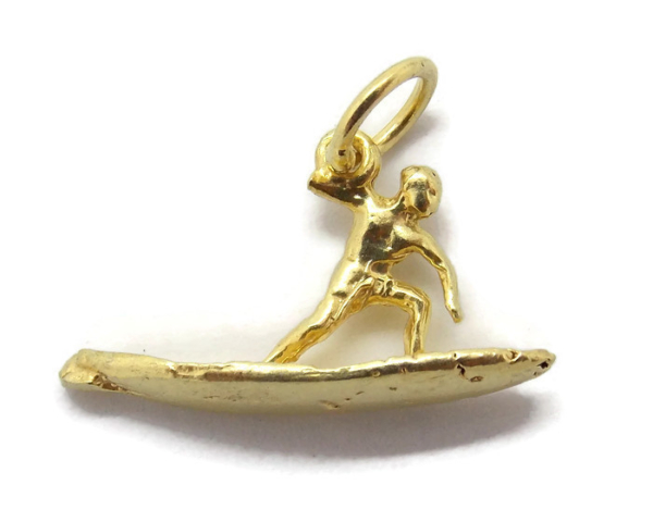 Surfer Pendant Charm 14k Yellow Gold
