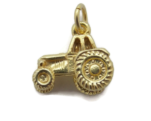 Tractor Charm Pendant 14k Yellow Gold!!