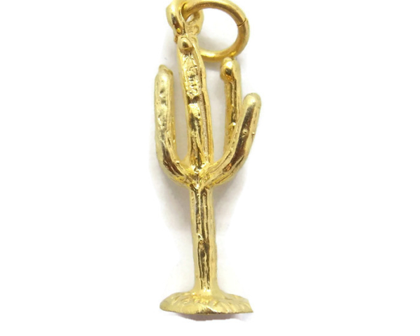 Cactus Charm Pendant 14k Yellow Gold!!