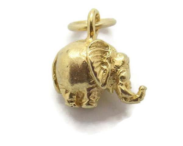 Elephant Pendant Charm 14k Yellow Gold