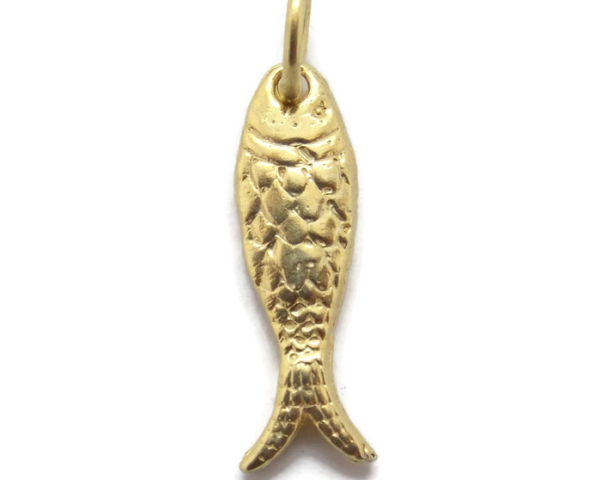 ACTS Jesus Christian Fish Pendant Charm. 14k Yellow Gold