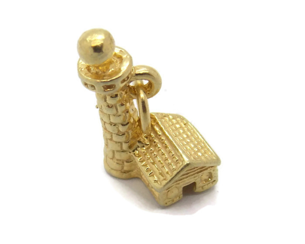 Antique Lighthouse Charm Pendant 14k Yellow Gold