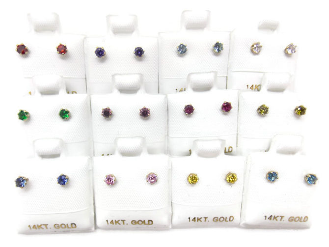 14K Gold Cz Stud Earrings 3mm. With Butterfly Backings!! - Image 2