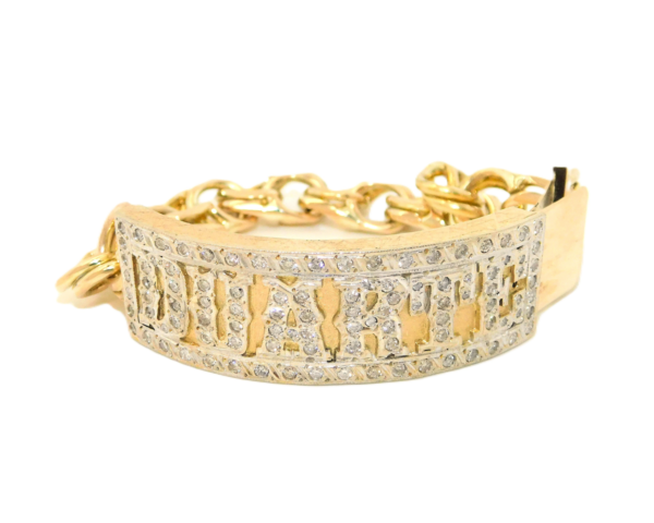 Chino Link 10K Solid Yellow Gold Kid's Bracelet With 1.00 CT Diamonds