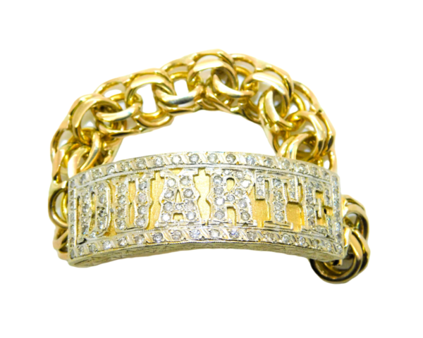 Chino Link 10K Solid Yellow Gold Kid’s Bracelet With 2.00 CT Diamonds