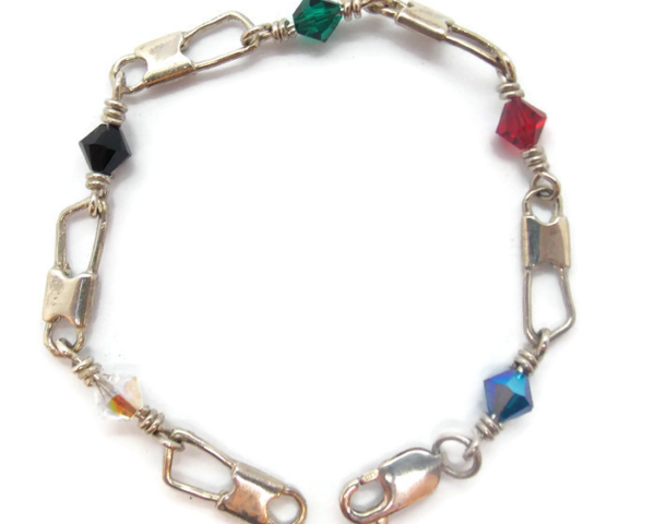 Fishers of Men Acts Bracelet Sterling Silver REGULAR LINK, Crystal Beads