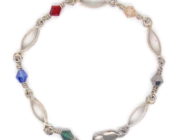 ACTS Bracelet Fishers of Men Sterling Silver, Crystal Beads