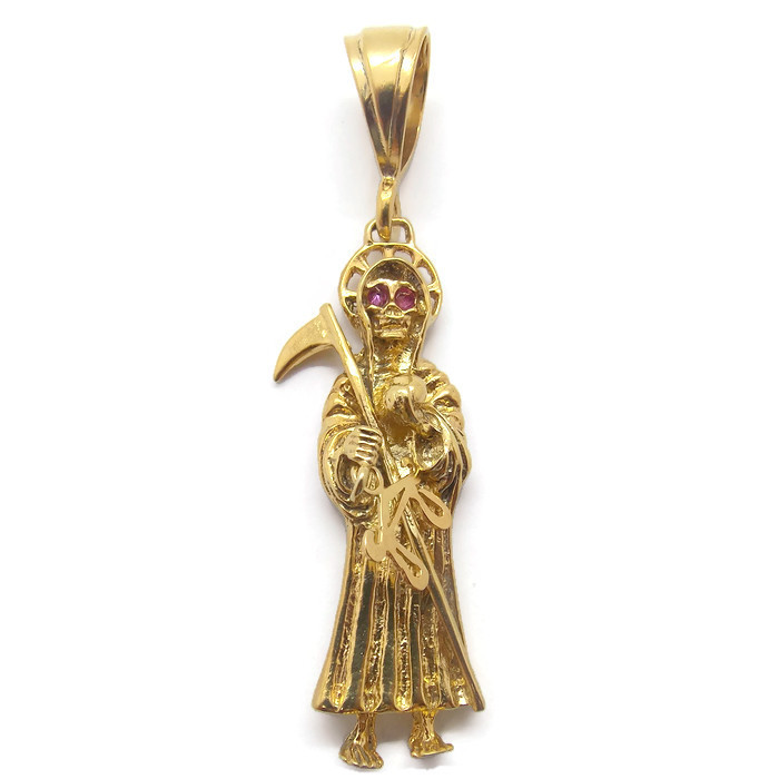 Grim Reaper Earrings , Aretes de La santa Muerte Aretes oro laminado 3  tonos
