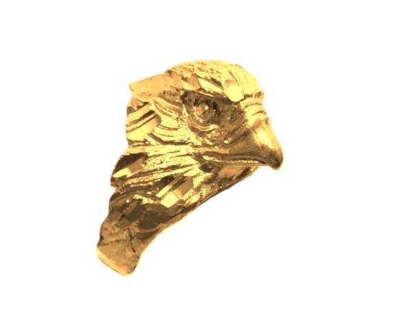 14k Solid Yellow Gold Eagle Head Men's Ring