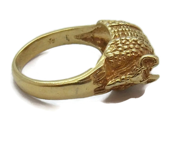 14K SOLID YELLOW GOLD ARMADILLO UNISEX RING