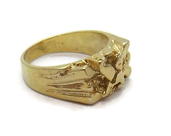 14K SOLID YELLOW GOLD NUGGET MENS RING!!