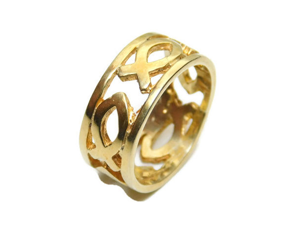 14K SOLID YELLOW GOLD FISHER OF MAN RING